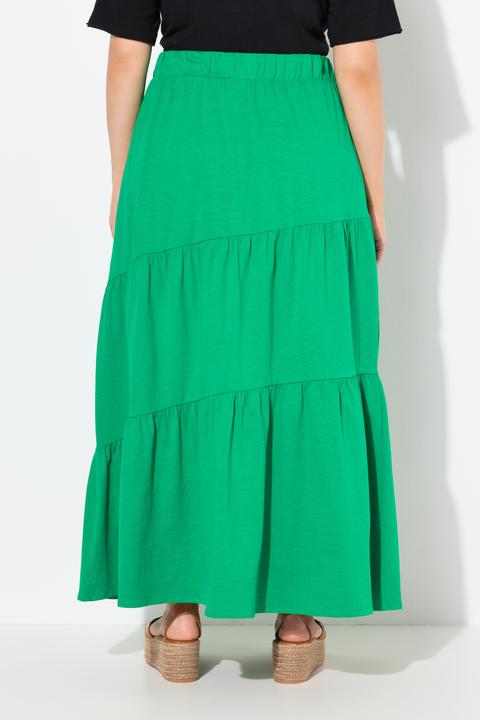Actual product image Ulla Popken Asymmetric Flounce Panel Elastic Waist Skirt (54)