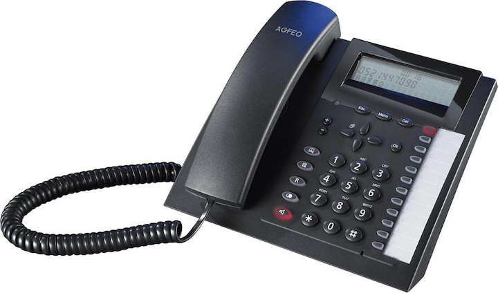 Actual product image Agfeo T 18 black analog telephone 3-line display 3-stage device tilt angle Headset connection....