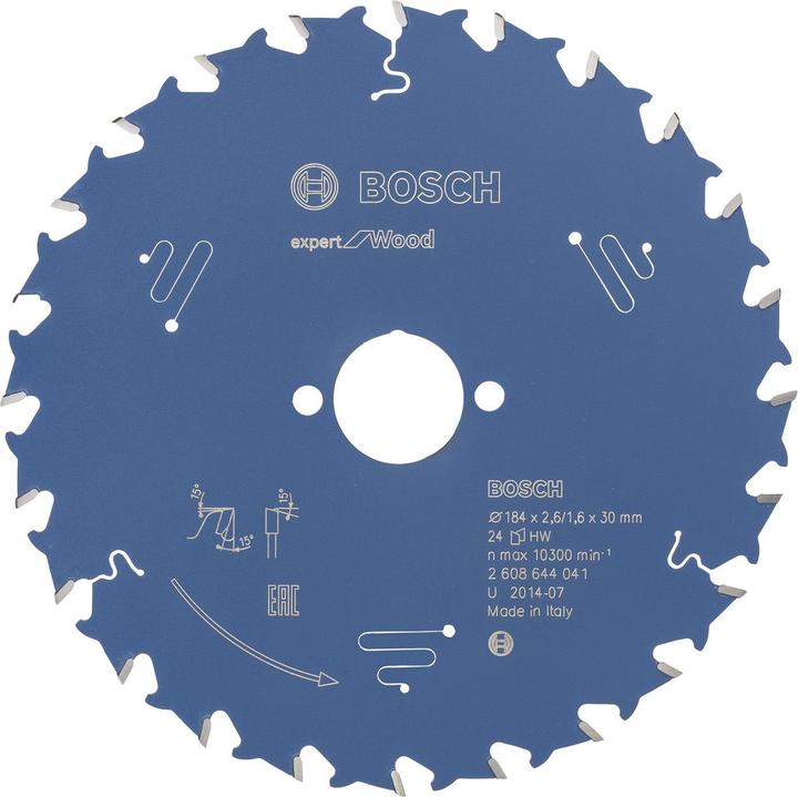 Produktbild Bosch Professional Zubehör Kreissägeblatt Expert for Wood, 184 x 30 x 2,6 mm, 24