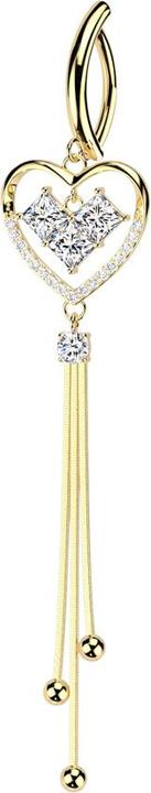 Immagine prodotto Star Piercing Ciondolo a forma di scudo semicircolare con cerniera a banana placcato oro, cuore a tre catene (Ottone, Acciaio chirurgico 316L)