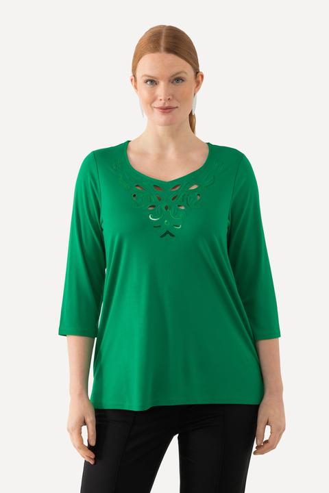 Produktbild Ulla Popken Shirt, Stickerei, Classic, Herzausschnitt, 3/4-Arm (42, 44)