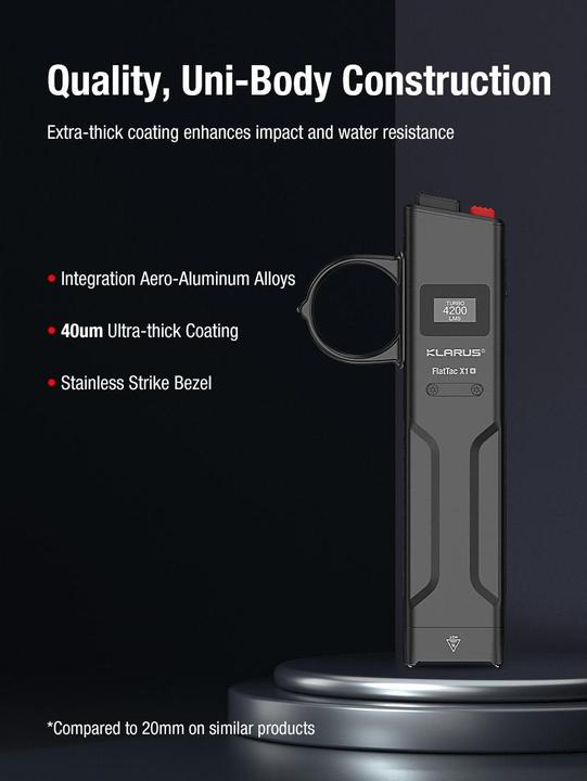 Actual product image Klarus FlatTac X1-K mit Führungsring, 4200 Lumen (inkl. Akku) (14.75 cm, 4200 lm)