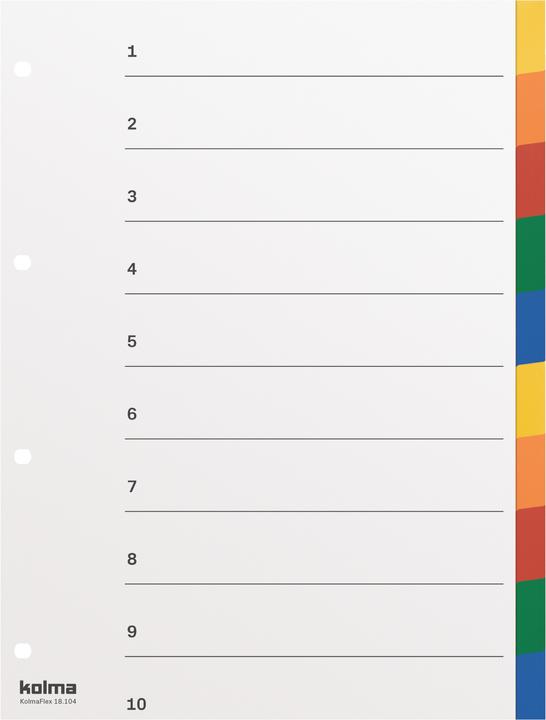 Immagine prodotto Kolma Indice A4 forte vuoto 10 pezzi colorati