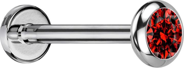 Produktbild Star Piercing Micro Labret Innengewinde silber Scheibe abgerundet silber Kristall rot (ohne Messing, Titan)