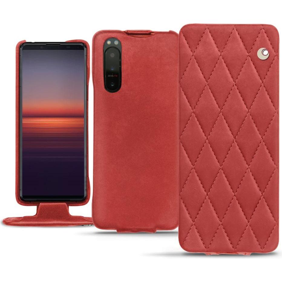 Noreve Lederschutzhülle vertikal (Sony Xperia 5 II), Smartphone Hülle, Rot