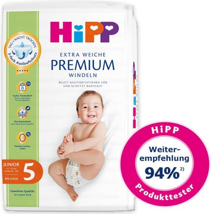 Actual product image Hipp Babysanft Premium (Size 5, Pack, 44 pcs.)