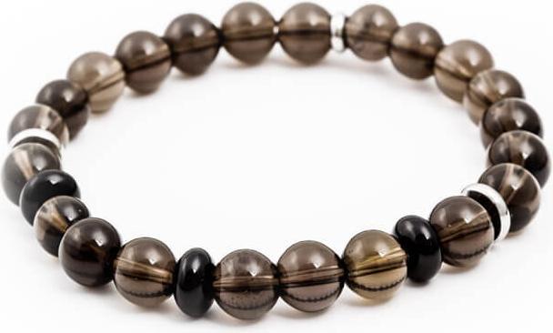 Immagine prodotto Beneto Bracciale in perline di onice fumé e rondel MINK94 - Lunghezza: 17 cm (17 cm, Pietra lavica, Aventurina)
