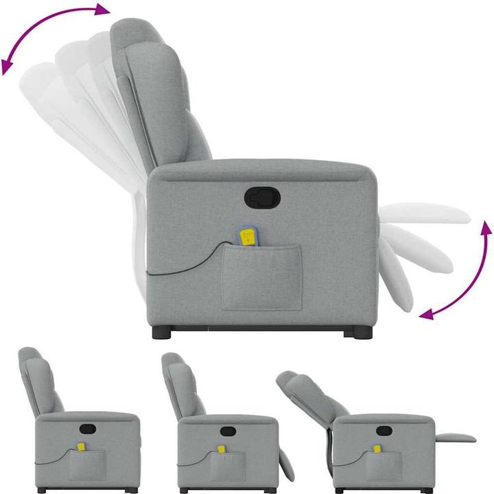 Actual product image VidaXL Massage chair with stand-up aid Light grey fabric