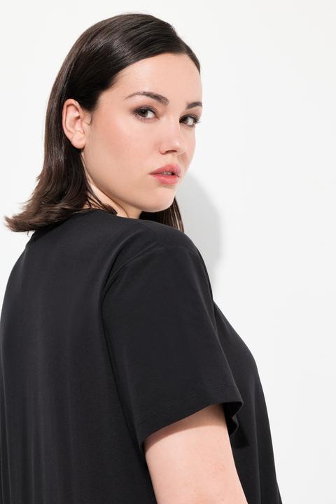 Produktbild Ulla Popken T-Shirt, Brusttasche, Perlen, Oversized, Rundhals, Halbarm (58)