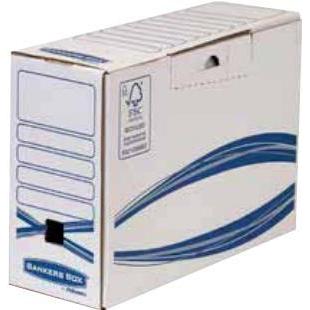 Fellowes, Dokumentenablage, BANKERS BOX Basic Archiv-Schachtel, blau (B)100 mm aus 100% recyceltem Karton, FSC-zertifizi...