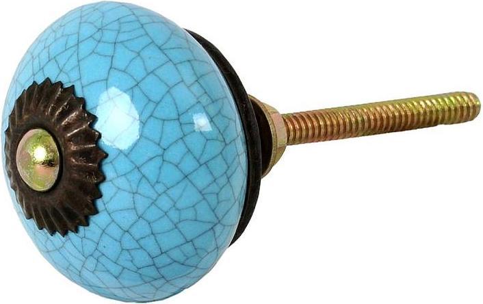 Image du produit Tranquillo Poignée de meuble faite main, Ø 4 cm, turquoise/noir