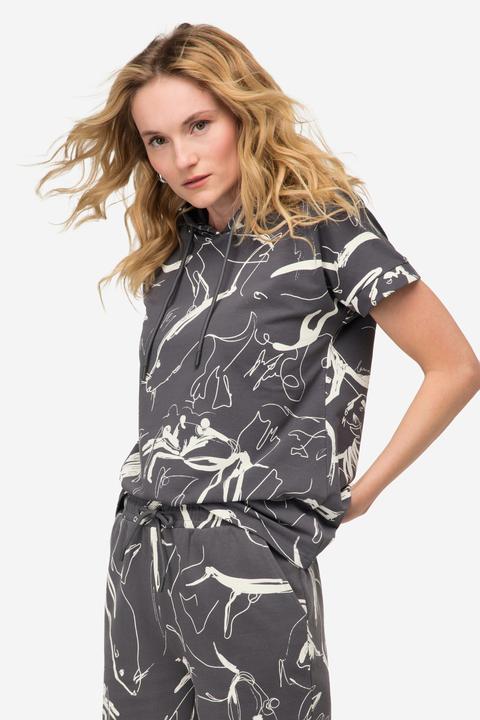 Produktbild Laurasøn Hoodie, Sweater, oversized, Robben Print, Kapuze, Halbarm (M)