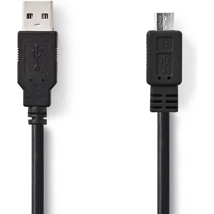 Nedis USB-Kabel USB 2.0 USB-A Stecker USB Micro-B Stecker 480 Mbps Vernickelt 3.00 m rund PVC Schwar (3 m, USB 2.0), USB...