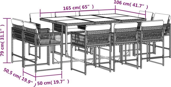 Produktbild vidaXL Garten Essgruppe (165 x 106 x 73 cm)