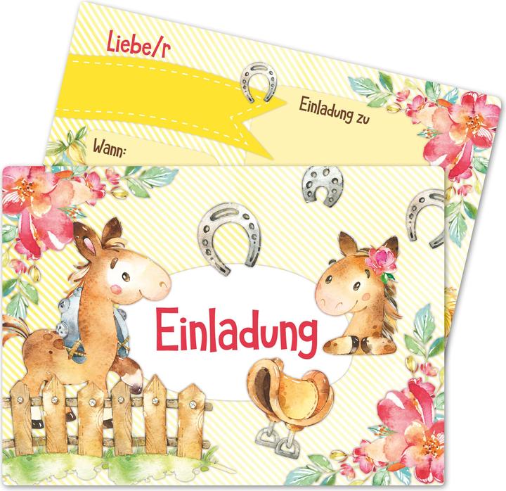 Produktbild Papierdrachen 12 Einladungskarten zum Geburtstag – Pferde (12 Stk.)