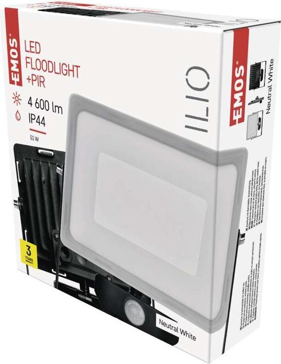 Produktbild Emos LED-Strahler ILIO mit Bewegungsmelder, 51W (4000 lm, IP44)