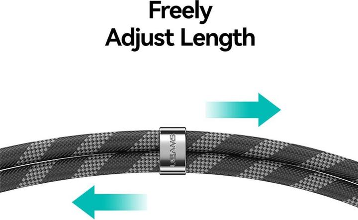 Produktbild Usams Smycz do telefonu z kablem do ładowania SJ745 60W USB-C do USB-C 1.2m czarny (1.20 m, USB 3.2 Gen 1, 60 W)