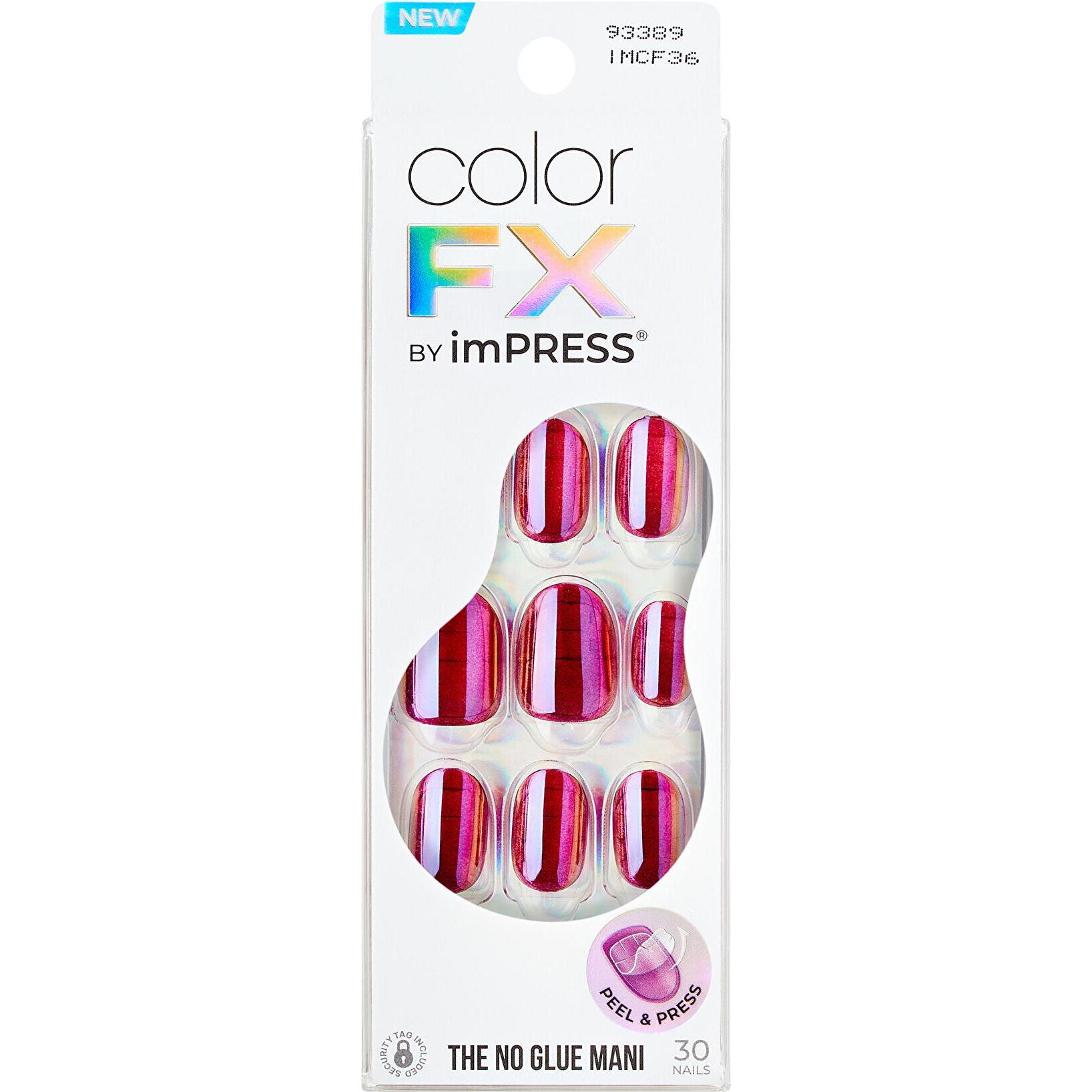 KISS, Nail art + Unghie finte, Self-Adhesive Nails Impress Color Fx Around You - 30 Pieces (Unghie artificiali, Madreperla)