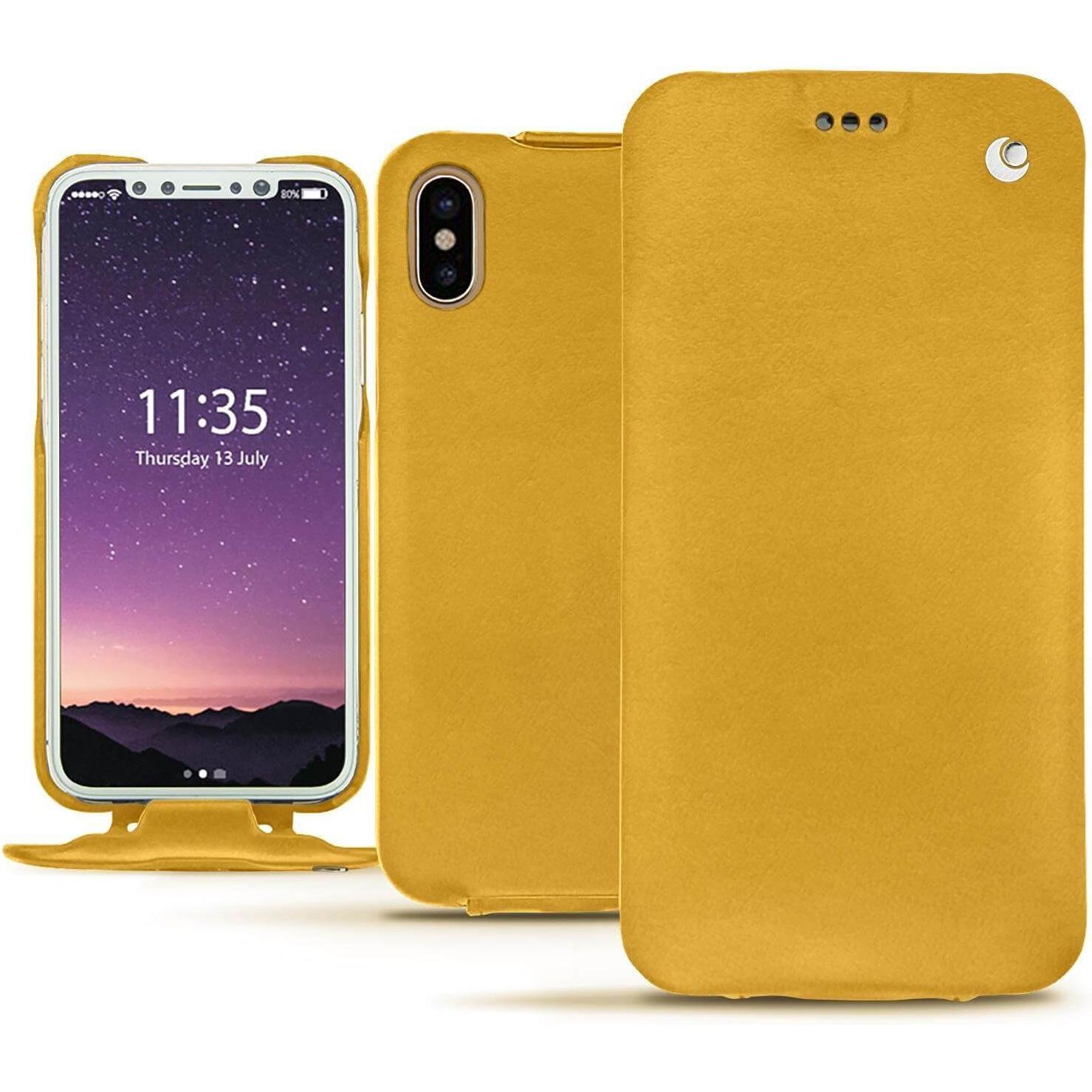 Noreve Lederschutzhülle vertikal (Apple iPhone X), Smartphone Hülle, Orange