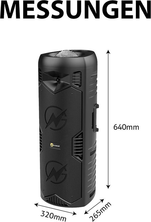 Produktbild N-Gear LGP5150 - Draadloze Bluetooth Party Speaker - Karaoke Set - 1 Microfoon - Discoverlichting - Stealth (3 h)