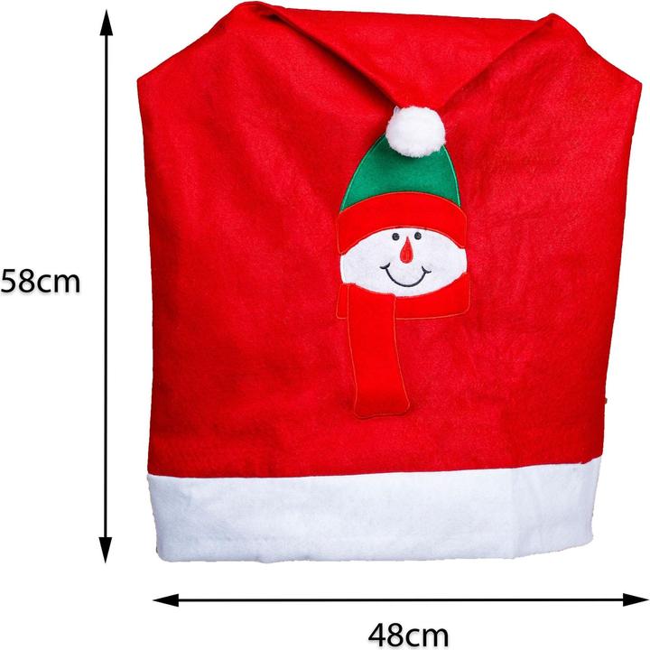 Actual product image Novaliv Chair Covers Set of 4 Swing Chair Christmas I Red I Snowman I Chair Cover Christmas (65 x 49 x 65 cm)