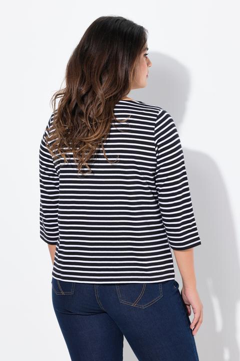 Immagine prodotto Ulla Popken Maglia classica con righe, scollo rotondo e maniche a 3/4 (46, 48)