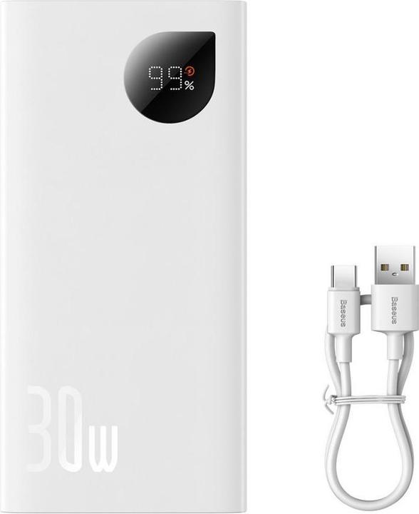 Image du produit Baseus Fast Charge Power Bank Adaman2 10000mAh 30W Blanc (10000 mAh, 30 W, 37 Wh)