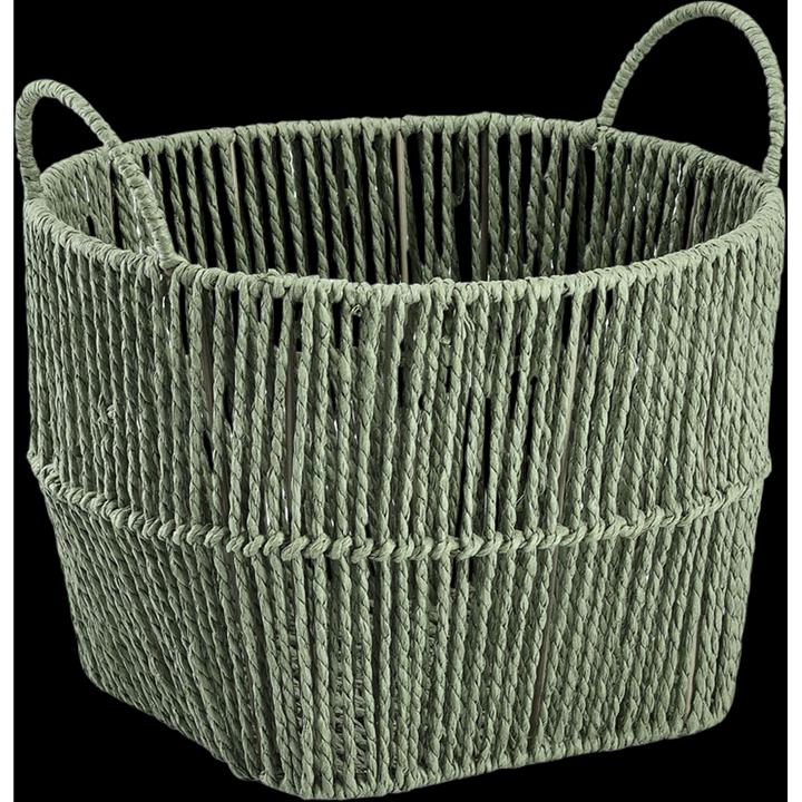 Actual product image Zeller Present Storage basket, woven paper, sage (1 x, 30 x 21 cm)