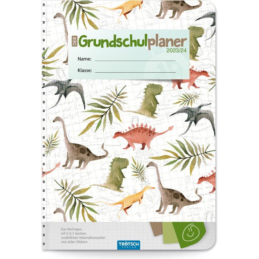 Trötsch, Kalender, Grundschulplaner Dino 23/24 mehrfarbig (A5, Harter Einband, Deutsch)
