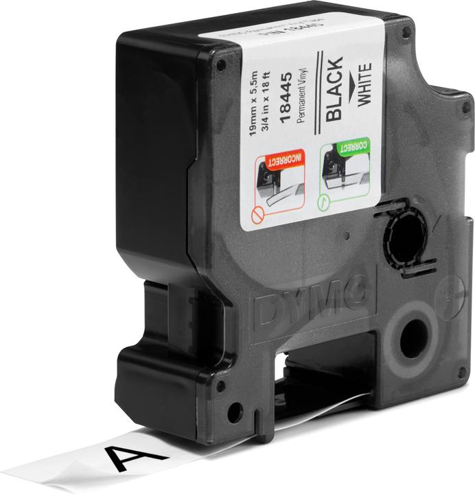 Dymo Rhino Vinylband, schwarz (1.90 cm, Weiss)