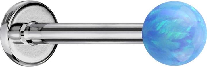 Produktbild Star Piercing Micro Labret silber mit Kugel Opal hellblau (Titan G23, ohne Messing)
