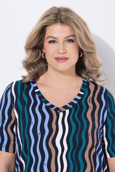 Produktbild Ulla Popken Midikleid, Wellen, V-Ausschnitt, Halbarm (54, 56)