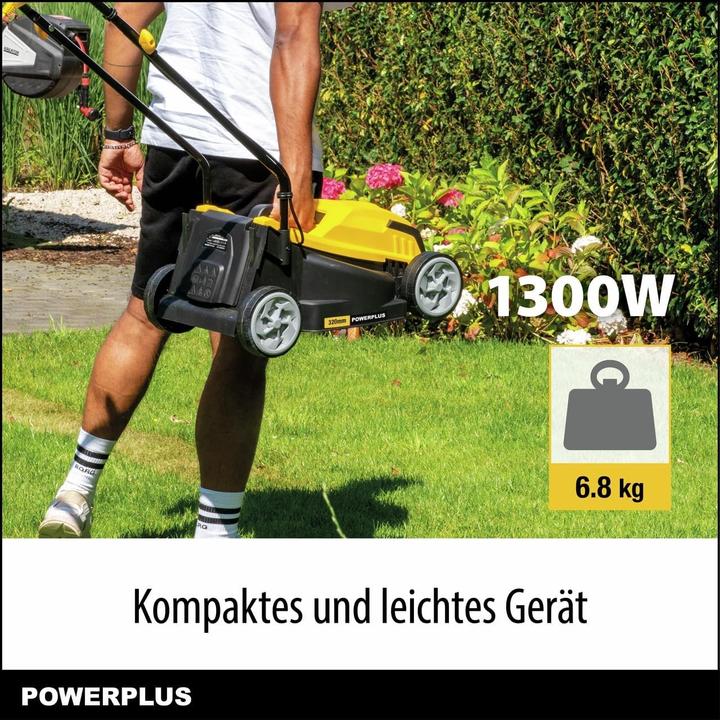 Produktbild Powerplus Rasenmäher POWEG62205 30 L 1300 W 230 V 32 cm 20-70 mm (Netzbetrieb)