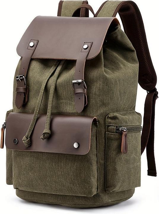 Actual product image Only-Bags.Store Trendy Retro Canvas Computer Bag Backpack, Student School Bag, Retro Casual Backpack, Strong