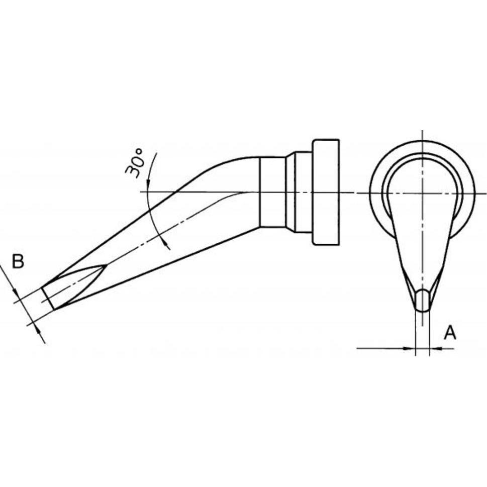 Thumbnail - Weller Erem Lötspitze Serie LT, Meisselform, LT ALX/Ø 1,6 mm, gebogen 30°, Lötgerät Zubehör
