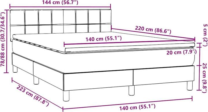 Produktbild vidaXL Boxspringbett (140 x 220 cm)