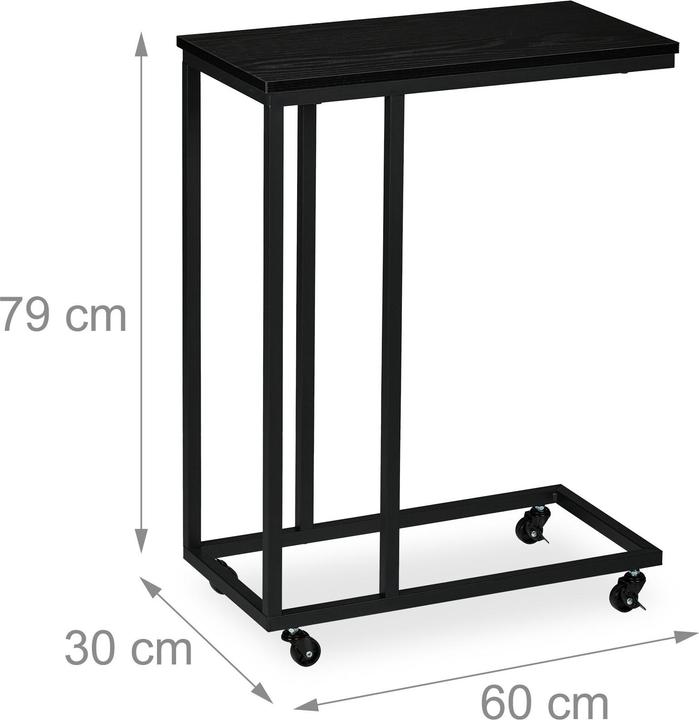 Produktbild Relaxdays Beistelltisch in C-Form mit Rollen (60 x 30 x 79 cm)