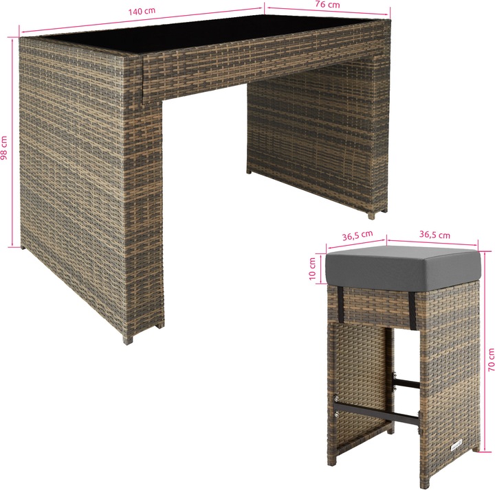 Immagine prodotto tectake set da bar in rattan Ibiza