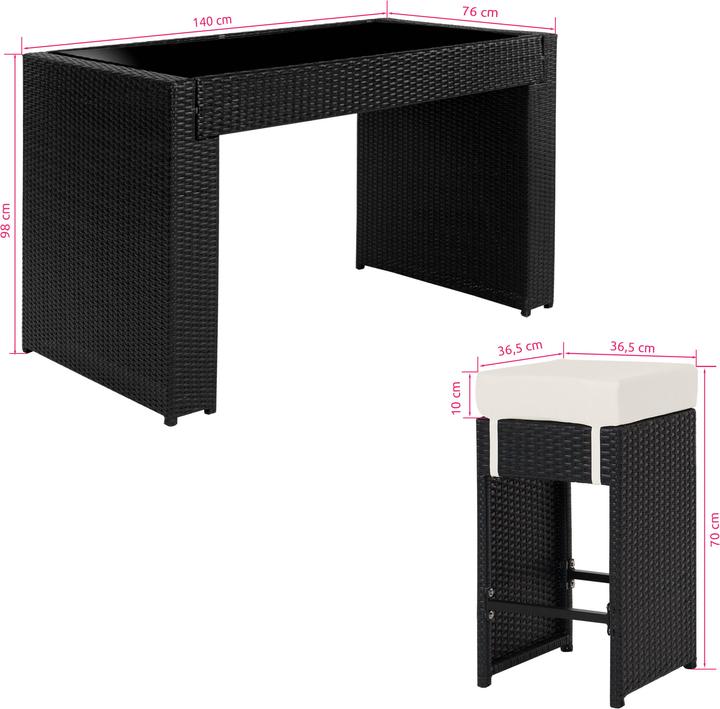 Immagine prodotto tectake set da bar in rattan Ibiza