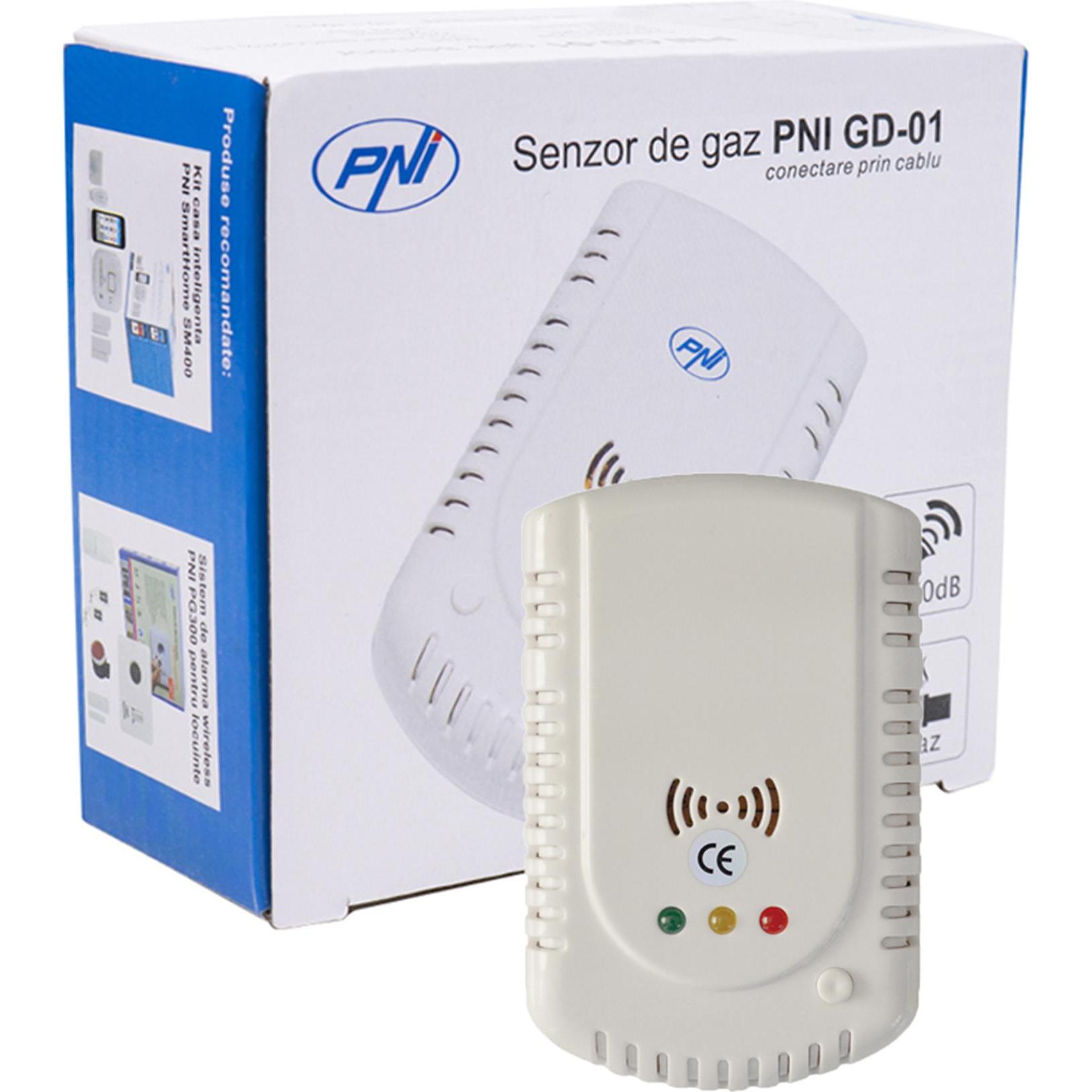 PNI, Gefahrenmelder, Gassensor GD-01, mit Ton- und Lichtwarnung, für Flüssiggas, Erdgas, Kohlegas, kompatibel mit Mag