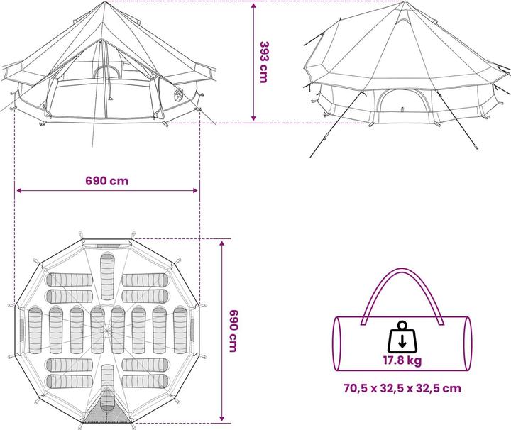 Actual product image vidaXL Tipi Zelt (Teepee tent, 16.30 kg)