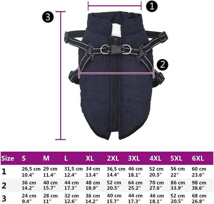 Actual product image vidaXL Dog coat with harness Waterproof (48, Dog coat)