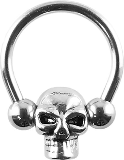 Produktbild Star Piercing Closure Ring silber mit Totenkopf (Chirurgenstahl 316L, ohne Messing)