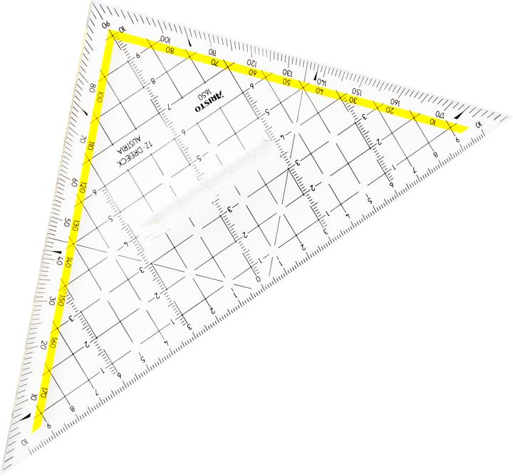 Actual product image Aristo TZ triangle 22.5 cm, with handle, facet on hypotenuse, ink knobs (22.50 cm)
