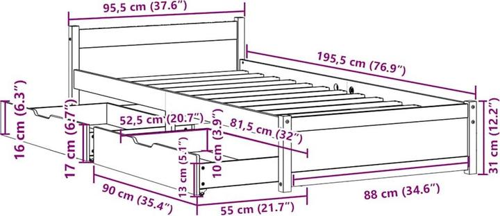 Image du produit vidaXL Bettrahmen (90 x 190 cm)