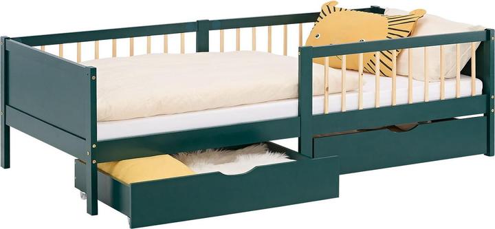Homestyle4u Kinderbett mit 2 Bettkästen & Lattenrost (90 x 200 cm)