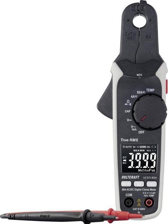 Voltcraft VC513 80A Stromzange Auflösung 1 mA CAT III 600 V Anzeige (Counts): 40 (CAT III 600V)