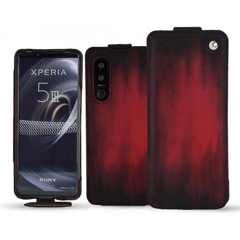 Noreve Lederschutzhülle vertikal (Sony Xperia 5 III), Smartphone Hülle, Rot