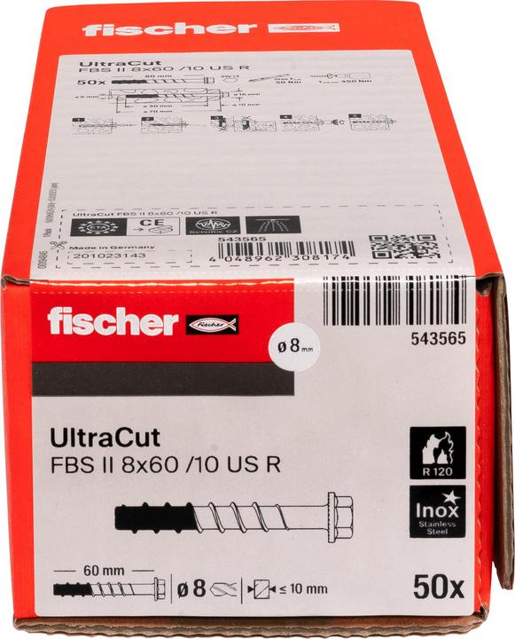 Produktbild Fischer FIS 543565 ULTRACUT FBS II 8x60 10/- US A4 (50 Stk.)