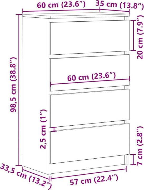 Image du produit vidaXL Sideboard (60 x 35 x 98.50 cm)
